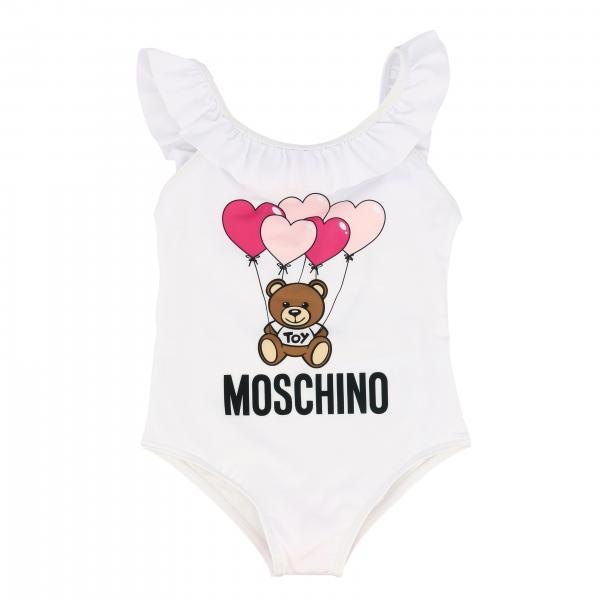 MOSCHINO BABY: swimsuit with teddy print - White | Moschino Baby ...