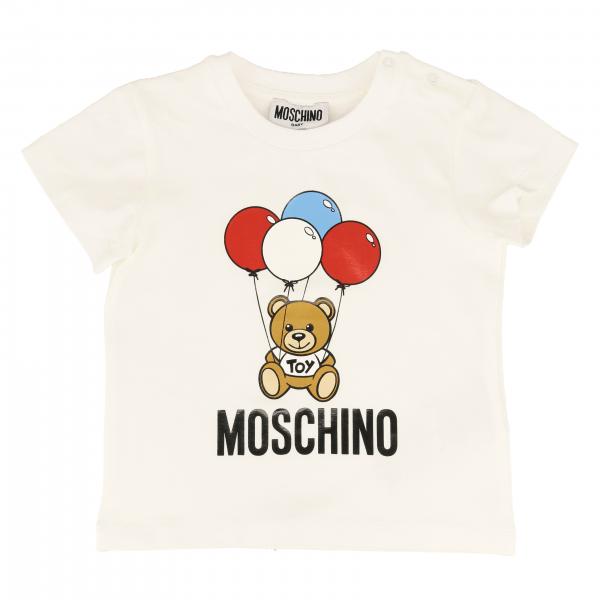 MOSCHINO BABY shortsleeved Tshirt with teddy print White