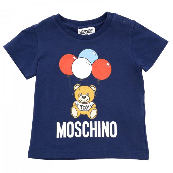 MOSCHINO BABY: short-sleeved T-shirt with teddy print - Blue | Moschino ...