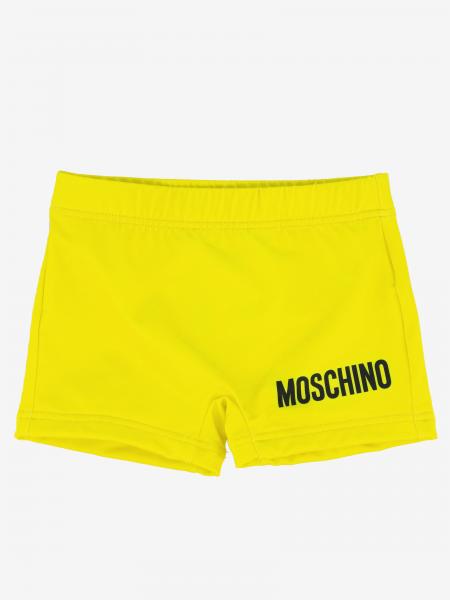 MOSCHINO BABY: swimsuit with logo and teddy - Yellow | Moschino Baby ...