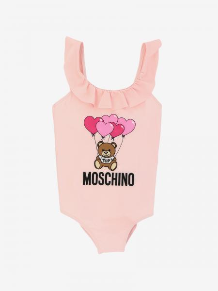 Moschino Kid Outlet: one-piece swimsuit with Teddy print - Pink ...