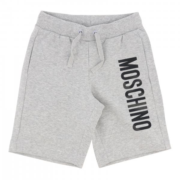 MOSCHINO KID: shorts with drawstring and logo - Grey | Moschino Kid ...