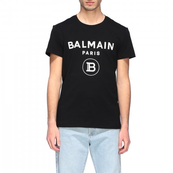 BALMAIN: crew neck t-shirt with logo - Black | Balmain t-shirt ...