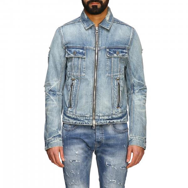 Balmain Outlet: denim jacket with on the back | Balmain jacket TH08574Z106 online at GIGLIO.COM