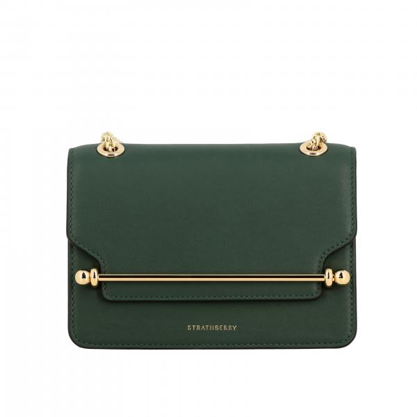STRATHBERRY: East west leather shoulder bag - Green | Strathberry mini ...