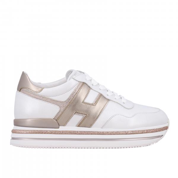 Sneakers 468 Mignon Hogan in pelle con big H e piping glitter
