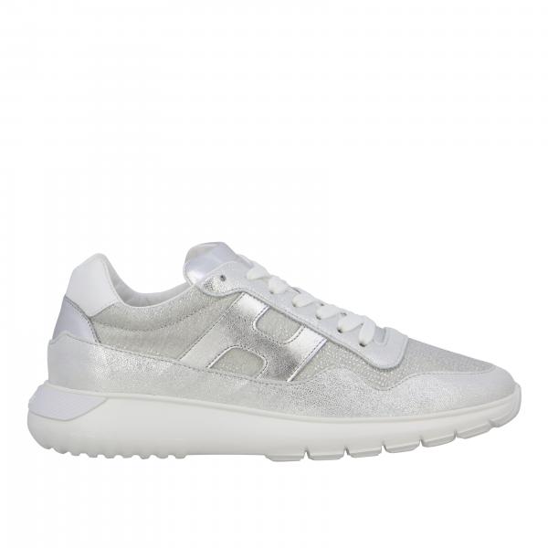 Sneakers Interactive cube Hogan in pelle laminata e rete lurex