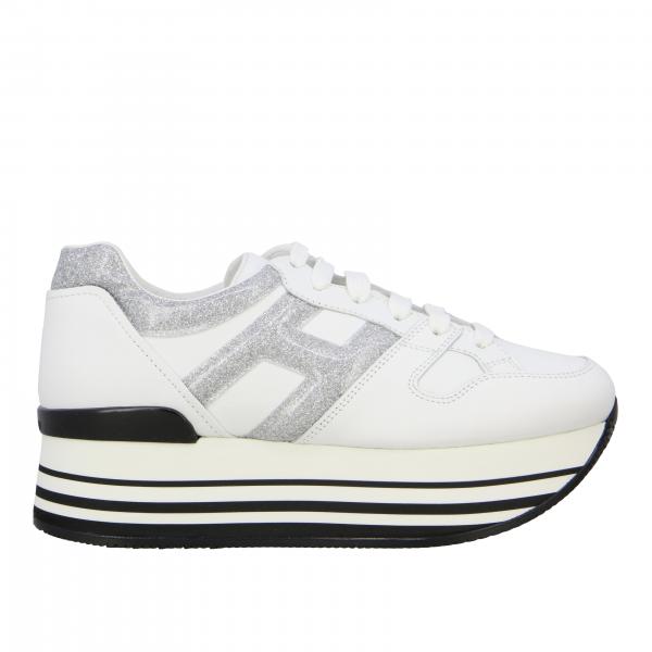 Hogan 283 platform sneakers in leather with big glitter H