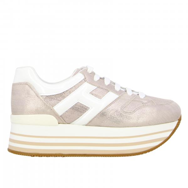 Hogan maxi platform 283 sneakers in laminated leather with big H