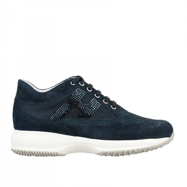 Interactive Hogan sneakers in suede and canvas with H of rhinestones