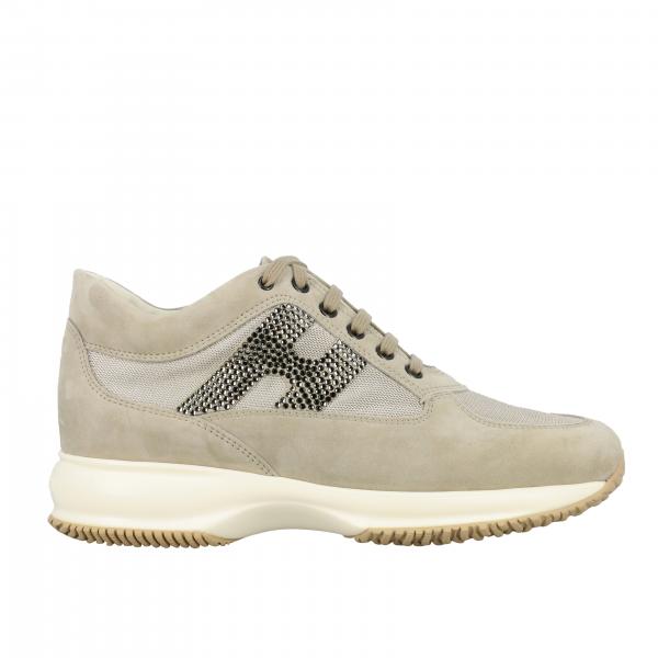 HOGAN: Interactive sneakers in suede and canvas with H of rhinestones ...