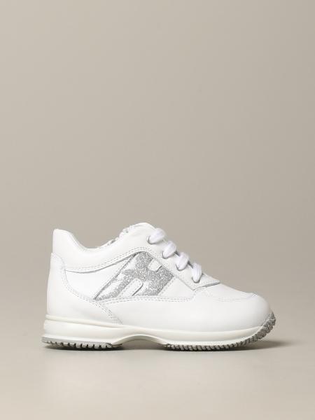 Interactive Hogan Baby sneakers in leather with rounded glitter H