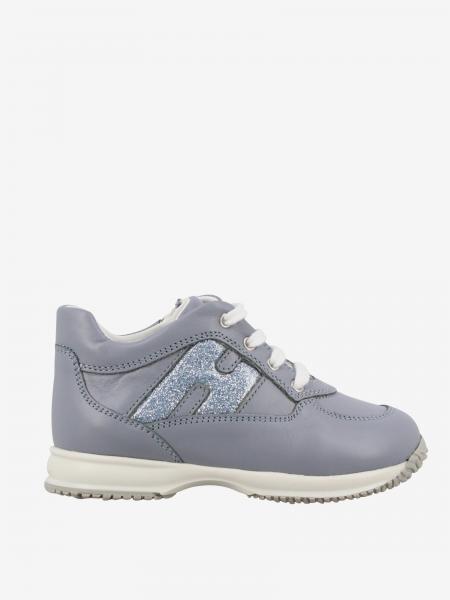 Interactive Hogan Baby sneakers in leather with rounded glitter H