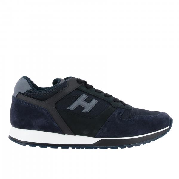 HOGAN: 321 running sneakers in suede and leather with h flock - Blue ...