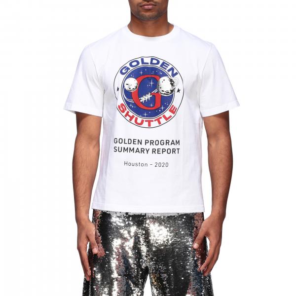 Golden Goose Outlet: crew neck t-shirt with golden shuttle print