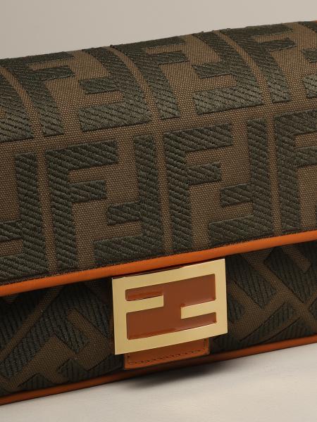 FENDI: Baguette bag in canvas with FF monogram | Shoulder Bag 