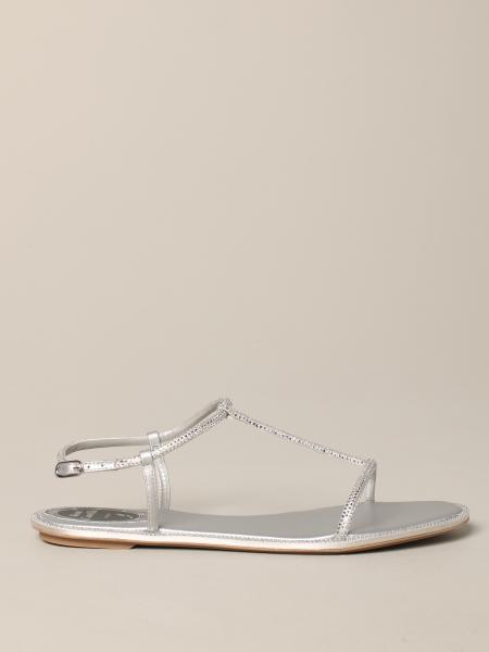 René Caovilla Leder Sandale mit Strass Steinen