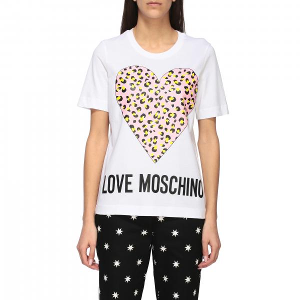 Love Moschino T-Shirt mit Rundhalsausschnitt und Animalier Herz Print