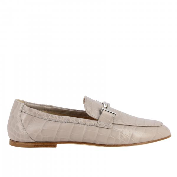 Tod's moccasin in croc print leather with double T