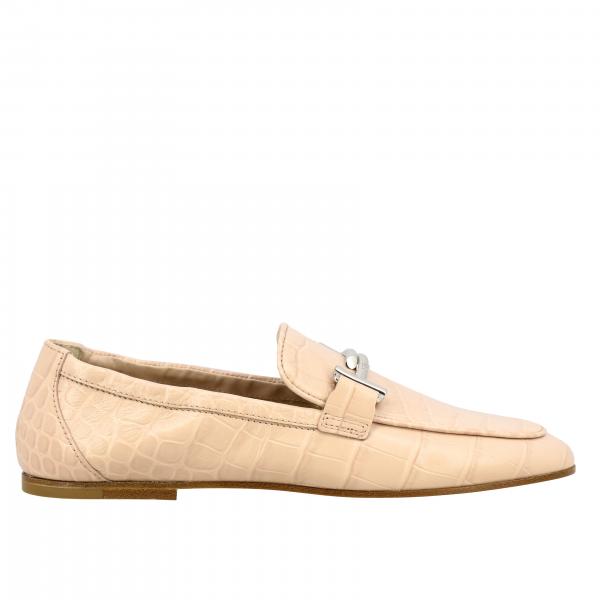 Tod's moccasin in croc print leather with double T