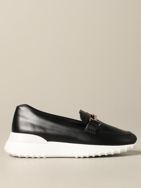 Tod's moccasin in leather with running bottom and double T