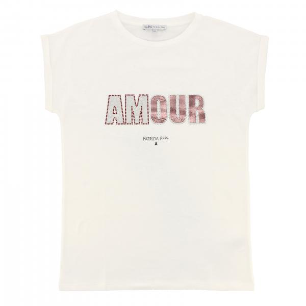 T-shirt Patrizia Pepe à manches courtes avec inscription amour en strass