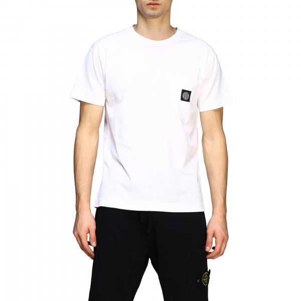 STONE ISLAND: short-sleeved T-shirt with logo - White | Stone Island t ...