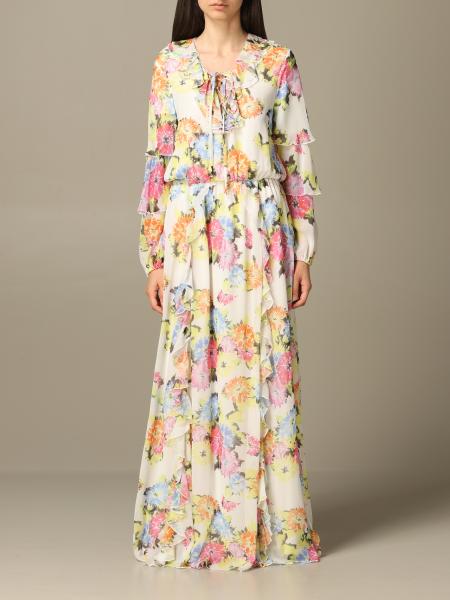 Long Be Blumarine dress in floral patterned chiffon