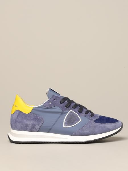 Philippe Model Outlet: Tropez sneakers in suede and nylon - Blue ...