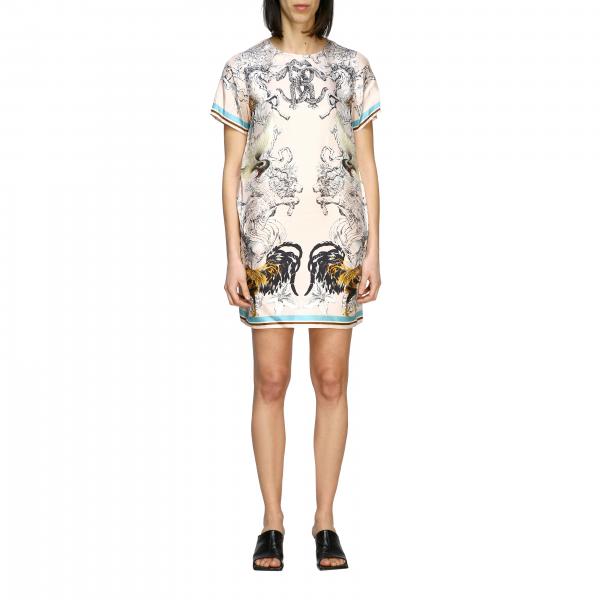 Roberto Cavalli Outlet: silk dress with hibryd animals print - Blush ...