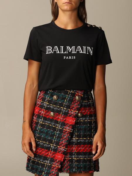 BALMAIN: t-shirt for women - Black | Balmain t-shirt UF11350I367 online ...