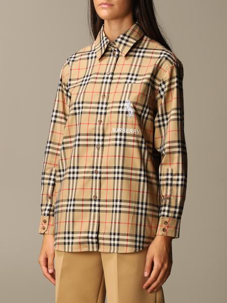 BURBERRY: Carlota oversized cotton shirt with vintage check pattern ...