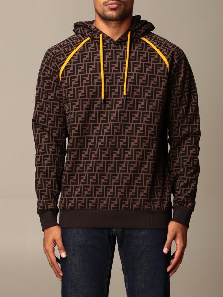 FENDI: sweatshirt with all-over FF logo - Beige | sweatshirt FY0945 GIGLIO.COM