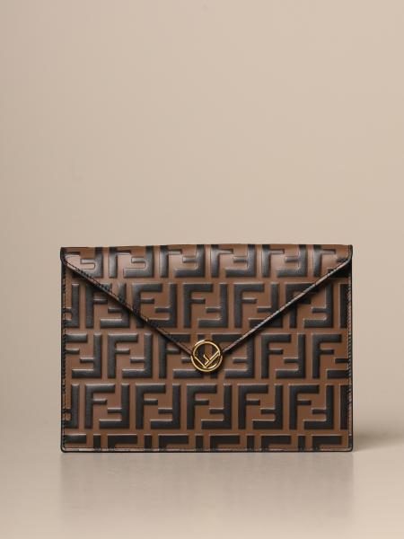 Fendi Large Ff Envelope Pouch In Brown