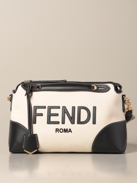FENDI: By the way bag in canvas with logo - White | Fendi crossbody ...