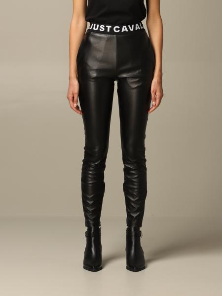 JUST CAVALLI: leggings in synthetic leather with logo | Pants Just ...
