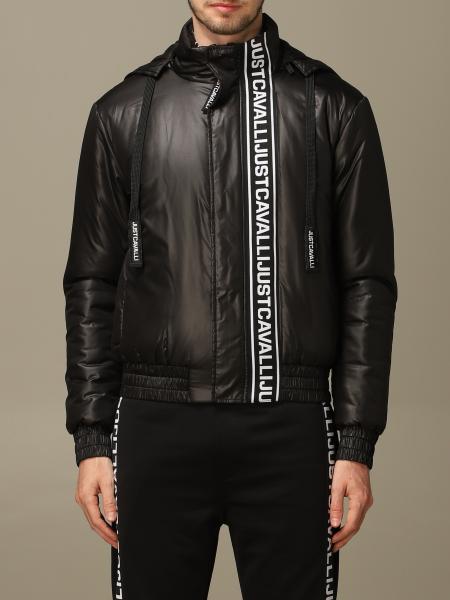 simpatía Salida Hostal Just Cavalli Outlet: bomber in nylon with hood and logo - Black | Just  Cavalli jacket S01AM0338 N39530 online on GIGLIO.COM