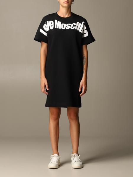 Abito a t-shirt Love Moschino in cotone con stampa logo