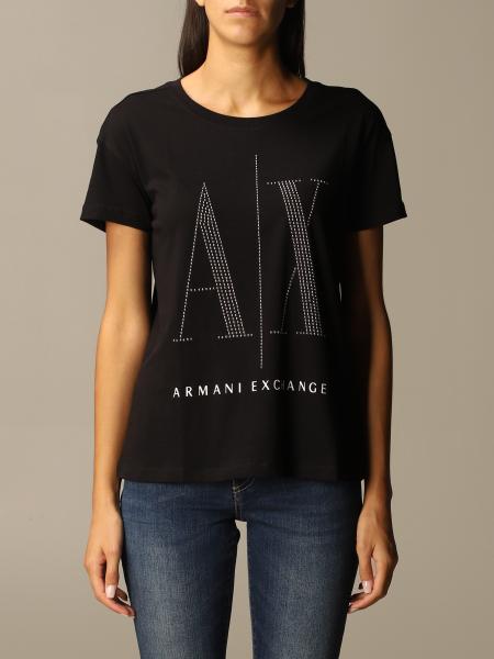 Armani Exchange Outlet: Half sleeve crewneck logo icon over studs - Black | Armani  Exchange t-shirt 8NYTDX YJG3Z online on 