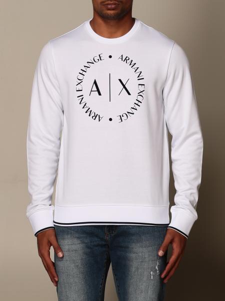 Armani Exchange Outlet: cotton sweatshirt with logo - White | Armani ...