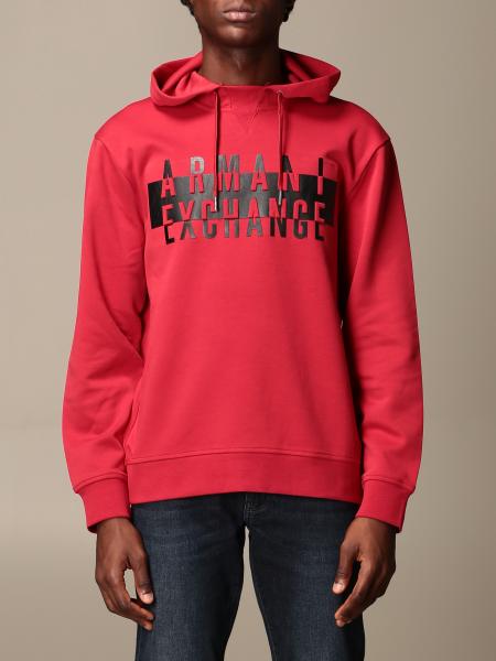 Armani Exchange Outlet: cotton sweatshirt with logo - Red | Armani Exchange  sweatshirt 6HZMFK ZJQ2Z online on 