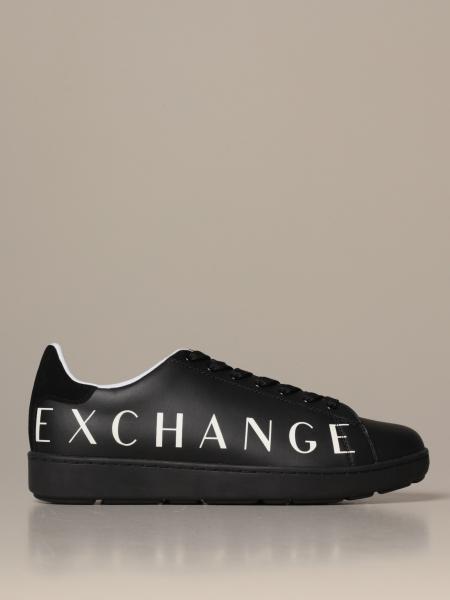 Armani Exchange Outlet: sneakers in leather with logo - Black | Armani Exchange sneakers XUX084 XCC65 on GIGLIO.COM
