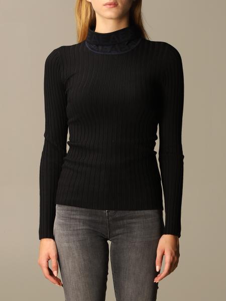 Emporio Armani Outlet: turtleneck in ribbed viscose blend - Black | Emporio  Armani sweater 6H2MTM 2M33Z online on 