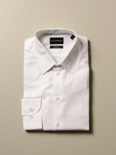 Camicia Emporio Armani in twill di cotone con collo italiano