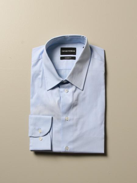 Camicia Emporio Armani in twill di cotone con collo italiano