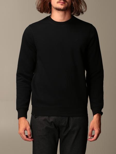 Emporio Armani Outlet: sweater in cotton blend with logo - Black ...