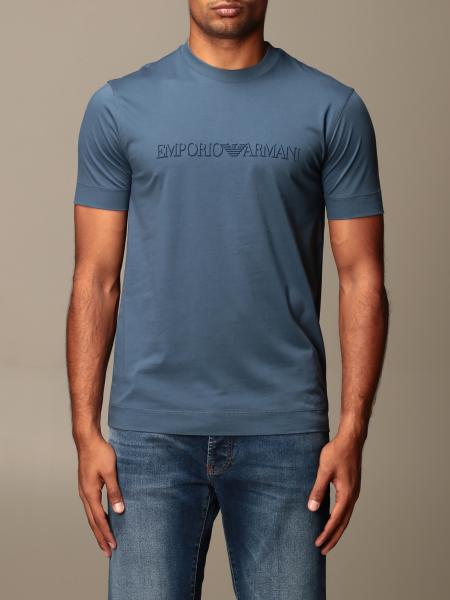 EMPORIO ARMANI: cotton t-shirt with flock logo - Avion | Emporio Armani ...