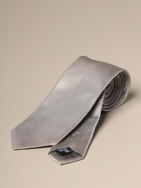 Emporio Armani Outlet: Cravatta in seta a righe diagonali - Perla