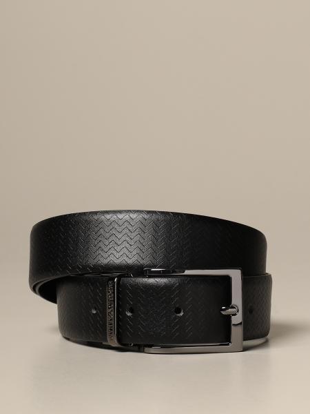 Reversible Emporio Armani belt in smooth calfskin and with chevron pattern