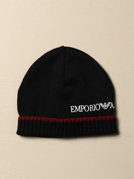 Emporio Armani Outlet: hat in wool with logo - Blue | Emporio Armani hat  404129 0A435 online on 